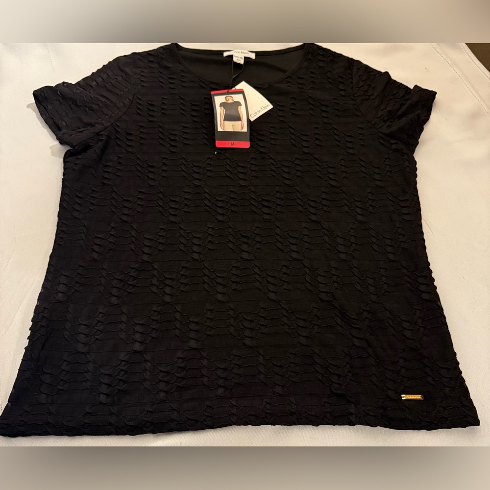 Calvin Klein Textured Black Blouse